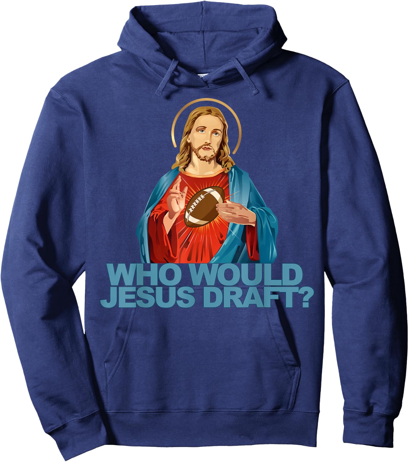 Who Would Jesus Draft Funny Fantasy Football Jesus Hoodie - Hoodie | Navy