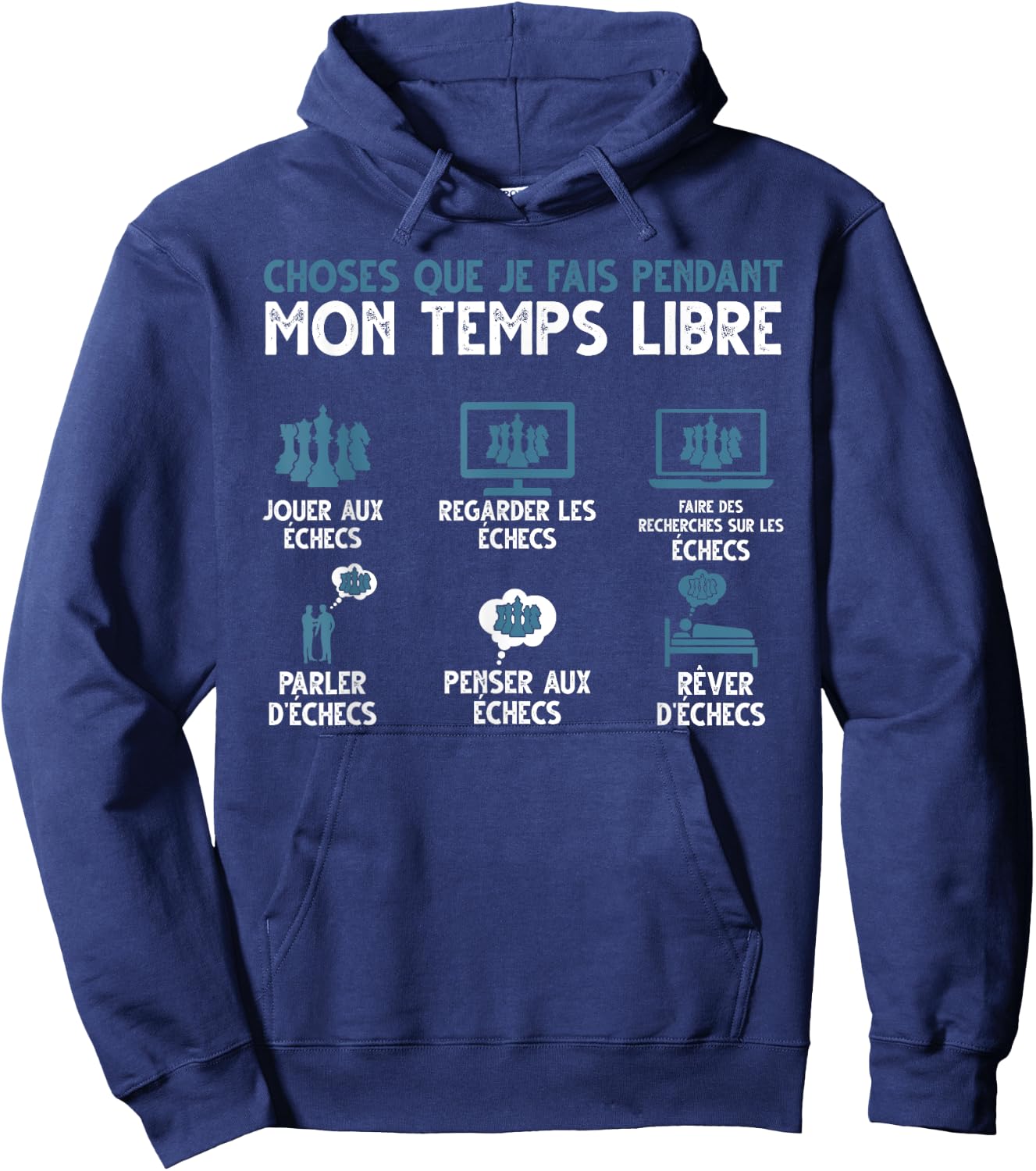 What I Do In My Free Time Play Chess , Black, S Hoodie - Hoodie | Navy