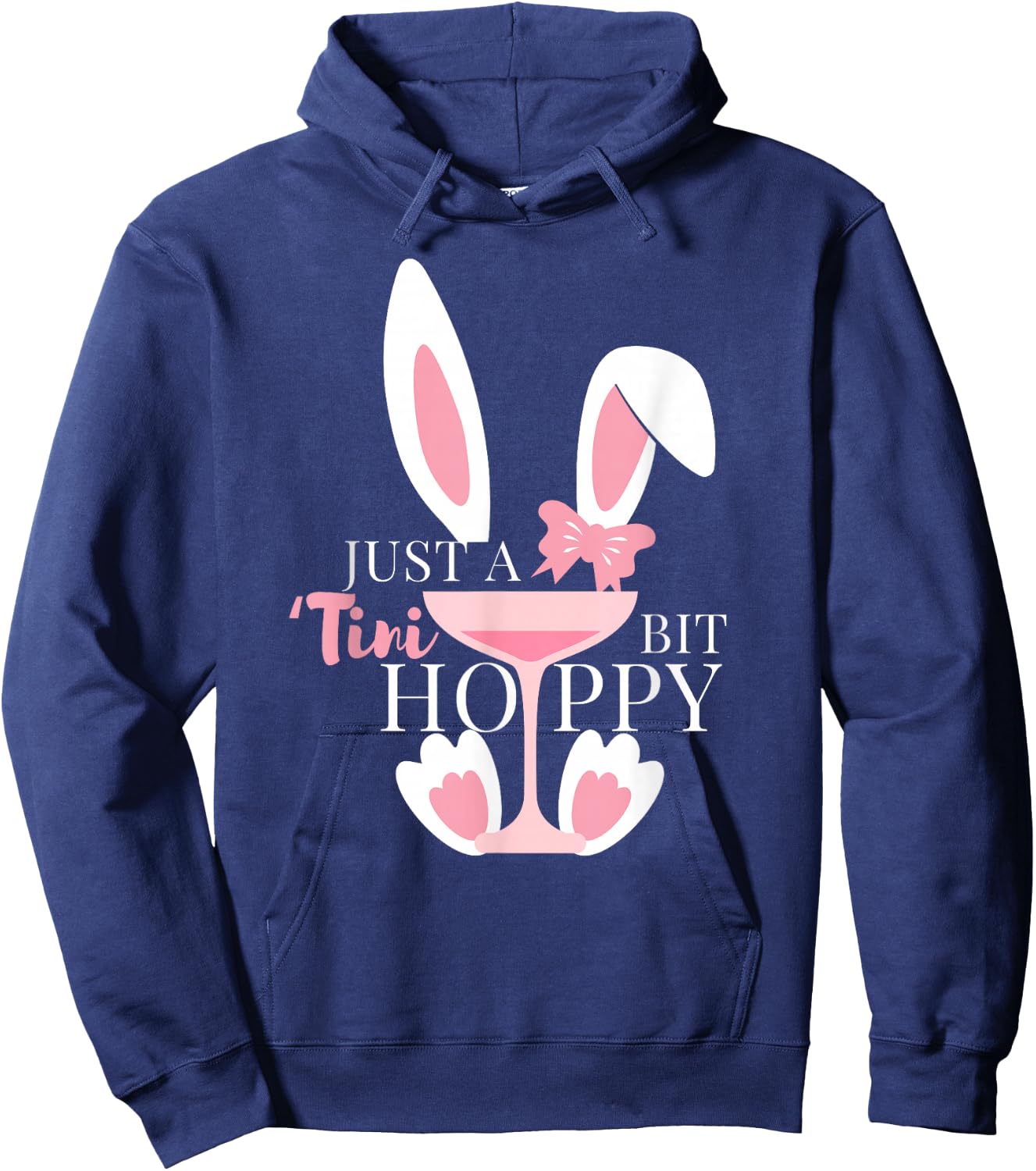 Martini Just A 'Tini Bit Hoppy Happy Easter Coquette Bow Hoodie - Hoodie | Navy