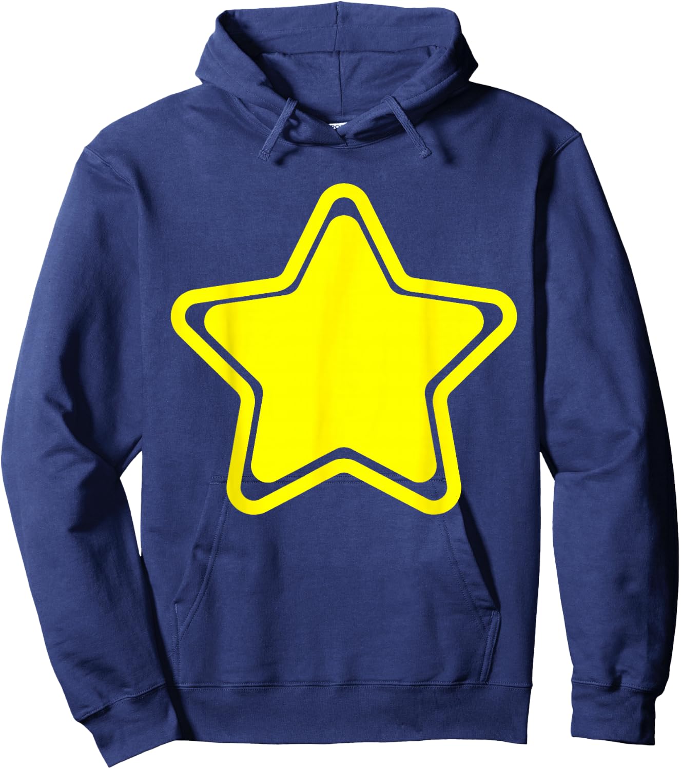 Large Yellow Star with Border - Yellow Star , black Hoodie - Hoodie | Navy