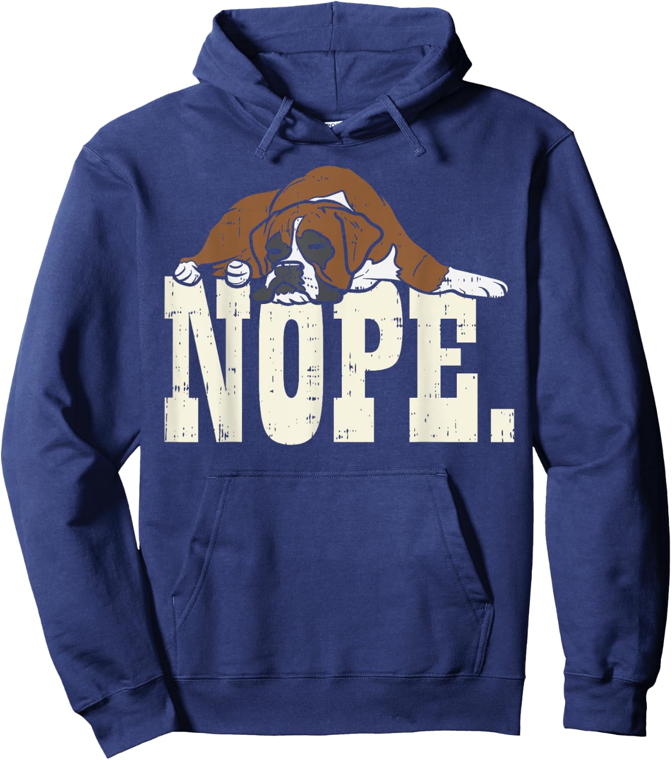 Nope Boxer Funny Animal Pet Dog Lover Owner Men Women Gift Hoodie - Hoodie | Navy