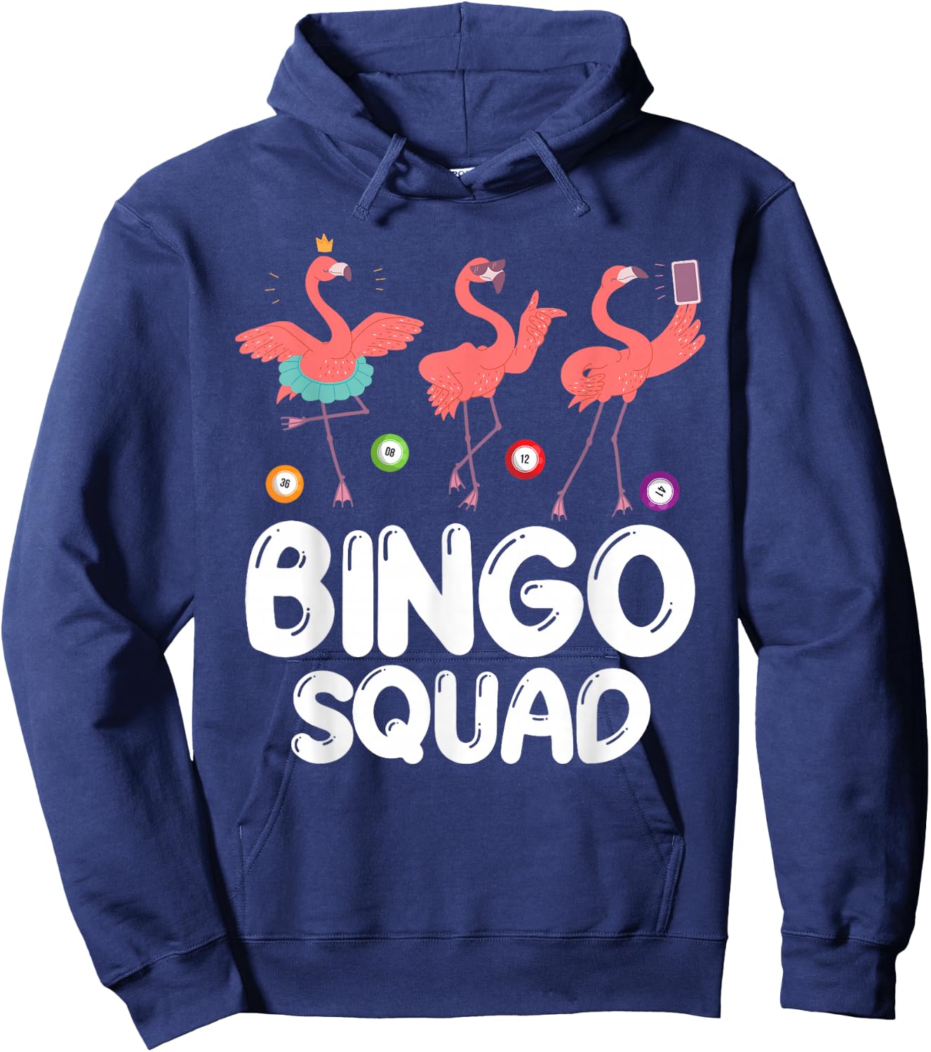 Bingo Squad Card Game Player Family Reunion Party Flamingo Hoodie - Hoodie | Navy