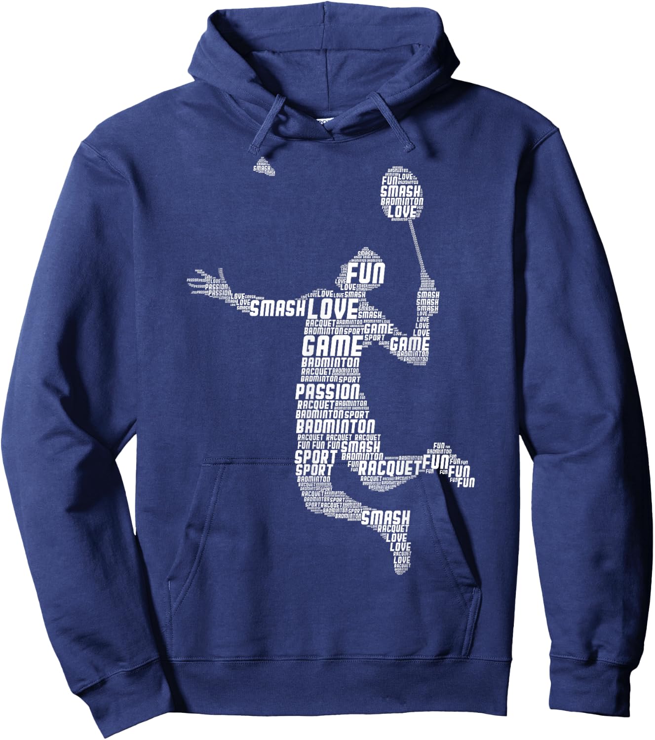 Badminton Player Flying Boys Young Men , Black Hoodie - Hoodie | Navy