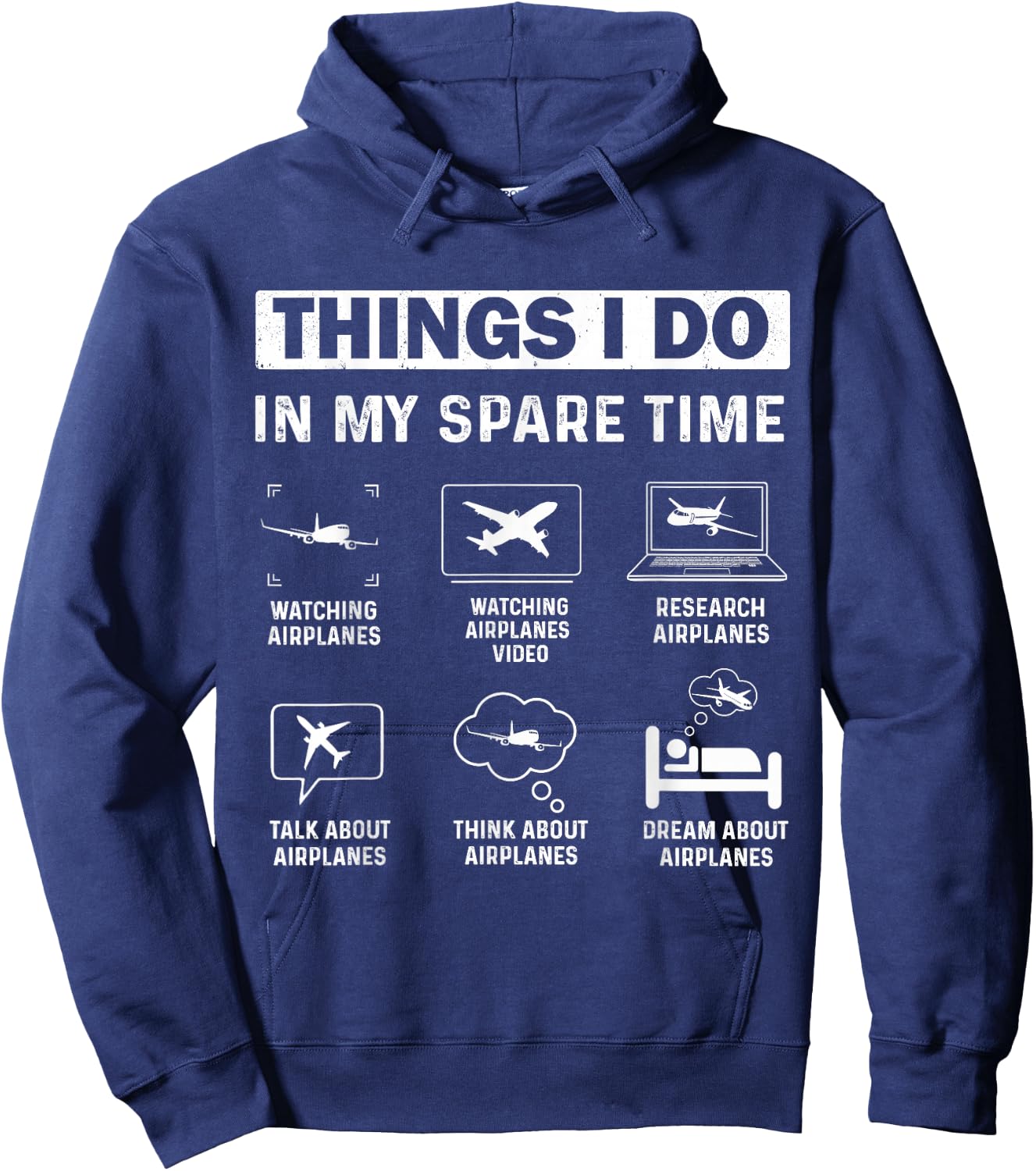 Things I Do In My Spare Time Funny Pilots Aeroplane , black Hoodie - Hoodie | Navy