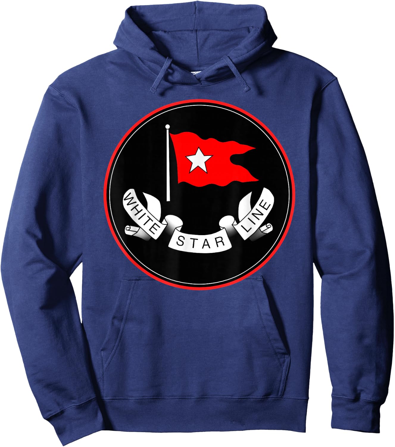 Retro Vintage White Star Line Hoodie - Hoodie | Navy