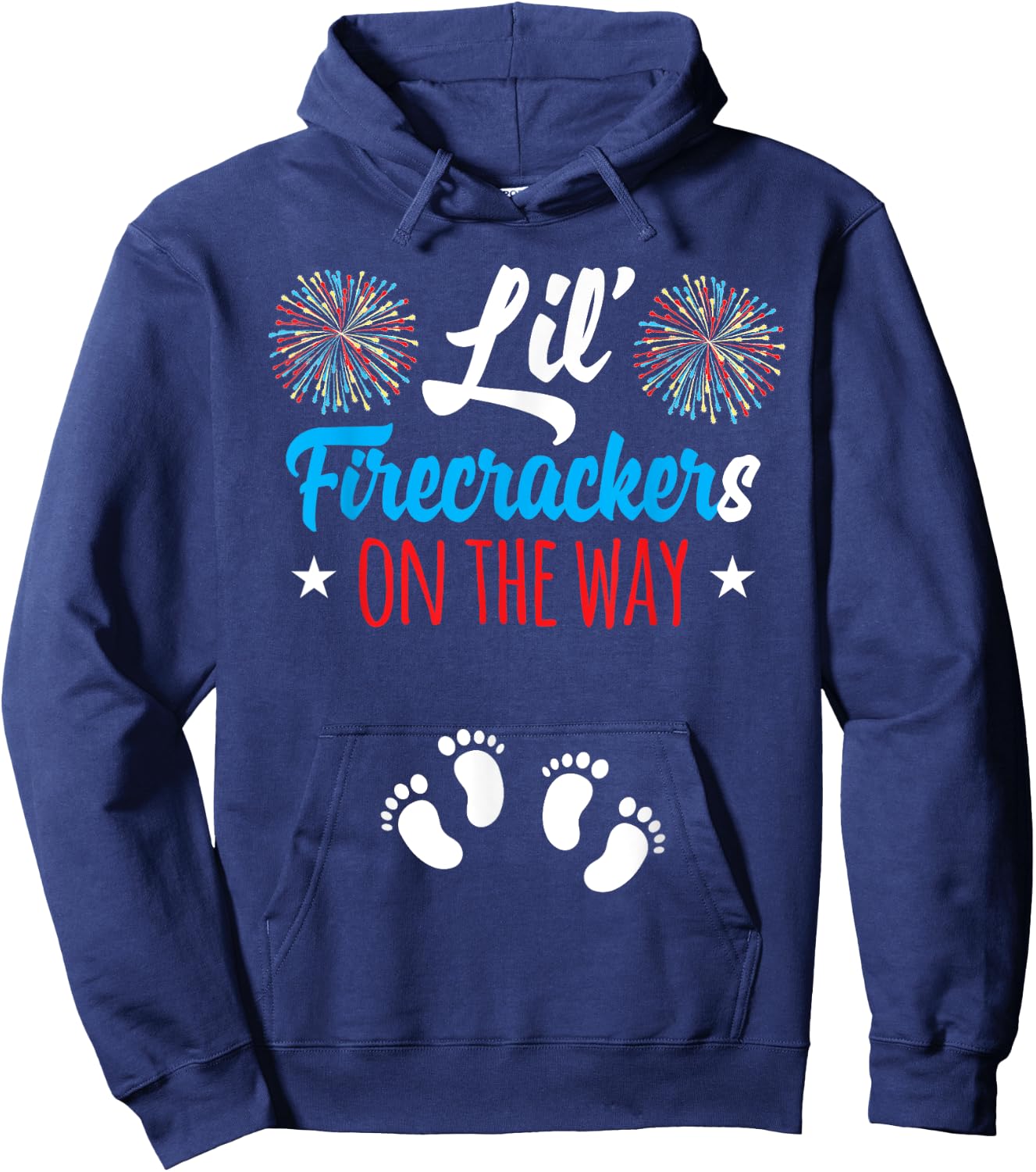 Mom of Twins Pregnancy Announcement 4th of July Pregnancy Hoodie - Hoodie | Navy