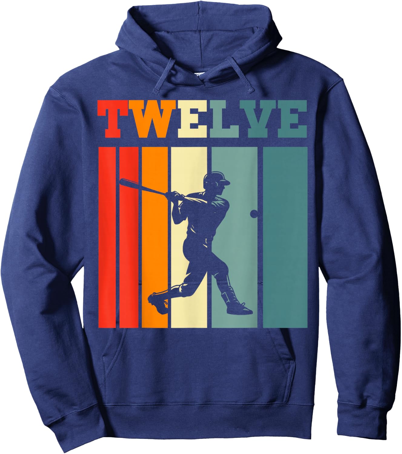 Retro Twelve Baseball 12th Bday Party 12 Years Old Hoodie - Hoodie | Navy
