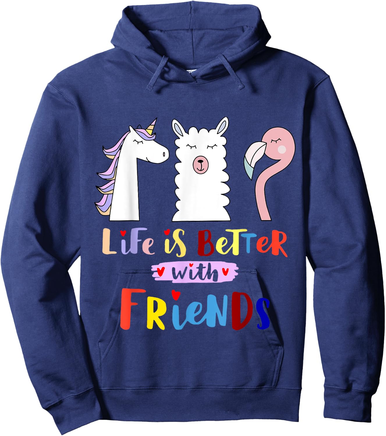 Das Leben besser mit mein Freunde - Llama Unicorn Flamingo Hoodie - Hoodie | Navy
