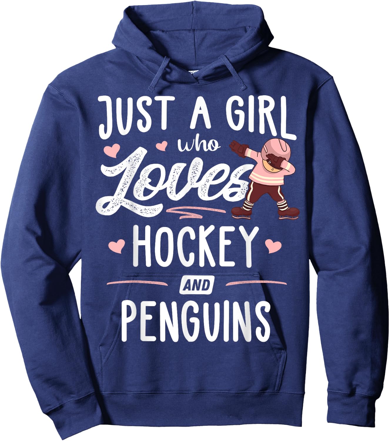 Just A Girl Who Loves Hockey And Penguins Gift Women Hoodie - Hoodie | Navy