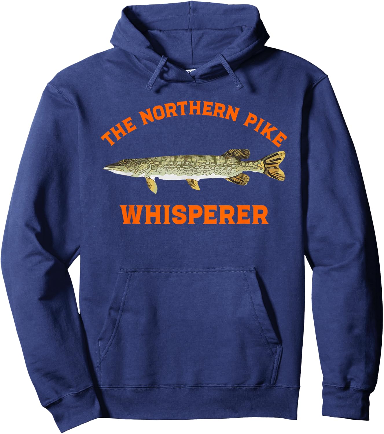 Funny Fishing designs by spirit taffy Northern Pike Whisperer - Black, Small - Men, - Short Sleeve, Modern, Letter Print - Fishing, Northern, Winter, Father's Day, Christmas, Birthday Hoodie - Hoodie | Navy
