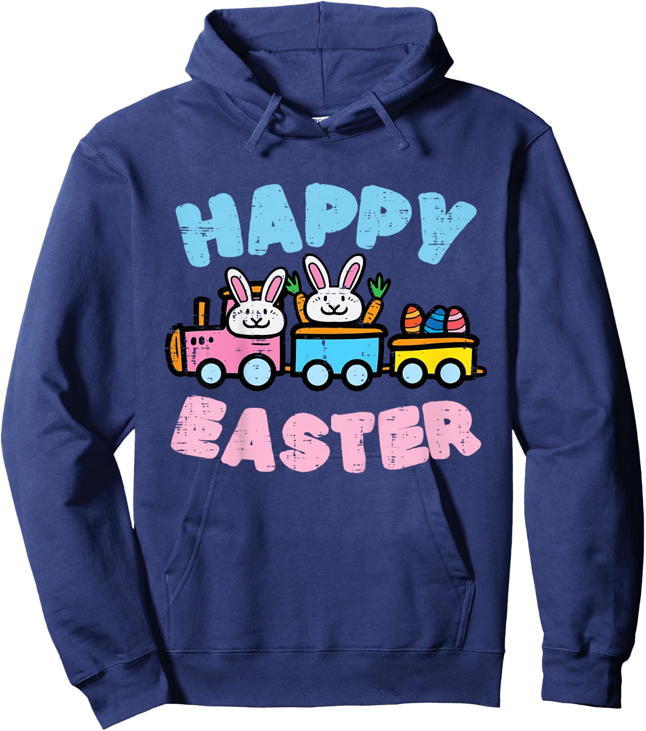 Kids Happy Easter Train Bunny Cute Spring Boys Kids Toddler Youth Hoodie - Hoodie | Navy