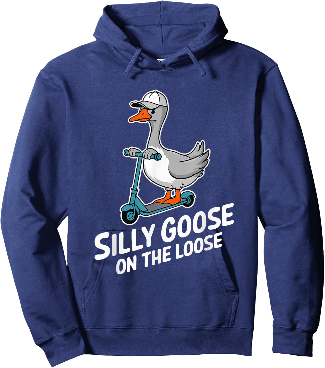 Funny Scooter Silly Goose on the loose Bird Animal Quirky Hoodie - Hoodie | Navy