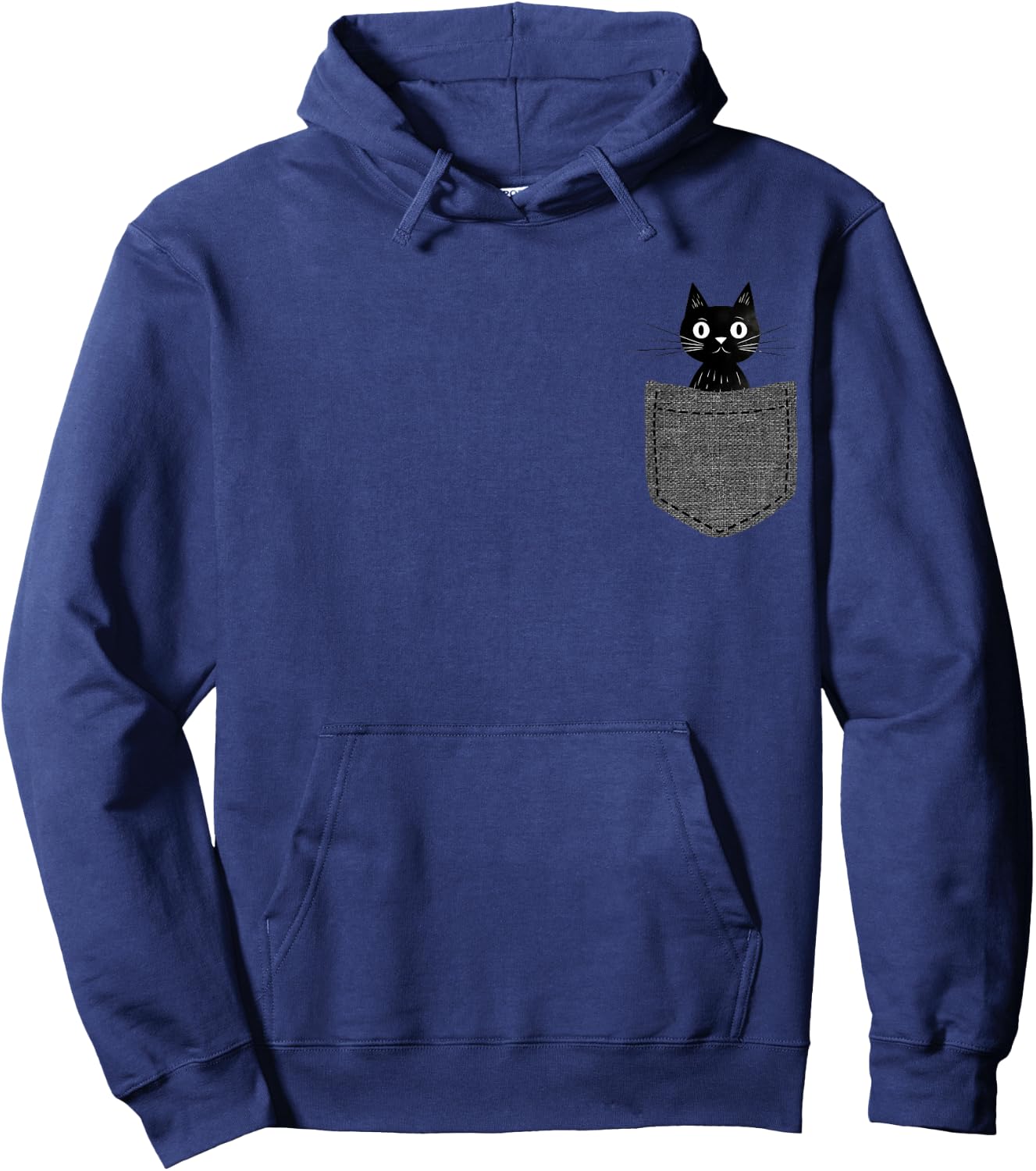 Schwarze Katze in Brusttasche Hoodie - Hoodie | Navy