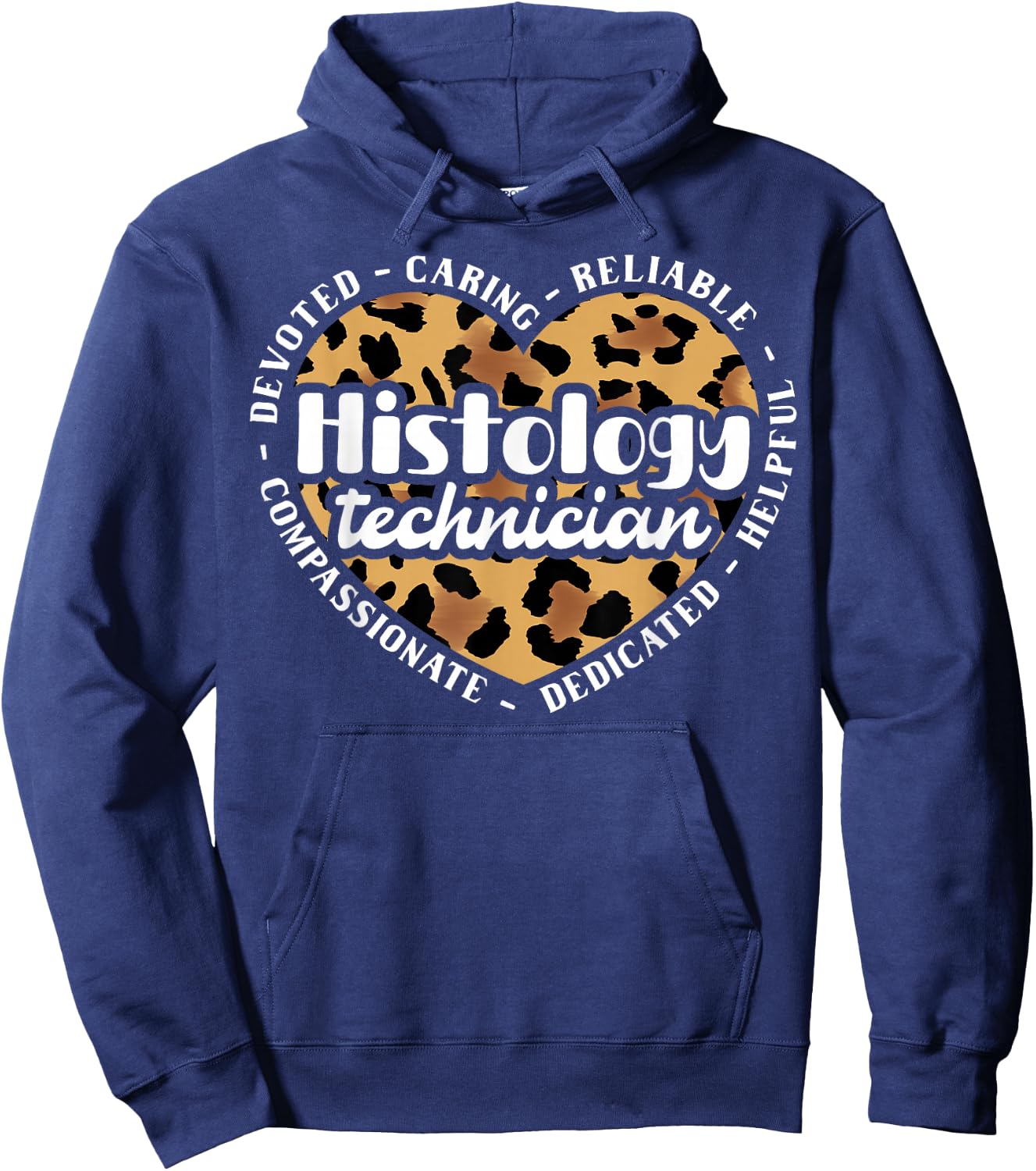 Histology Technician Heart Leopard Histology Tech Hoodie - Hoodie | Navy
