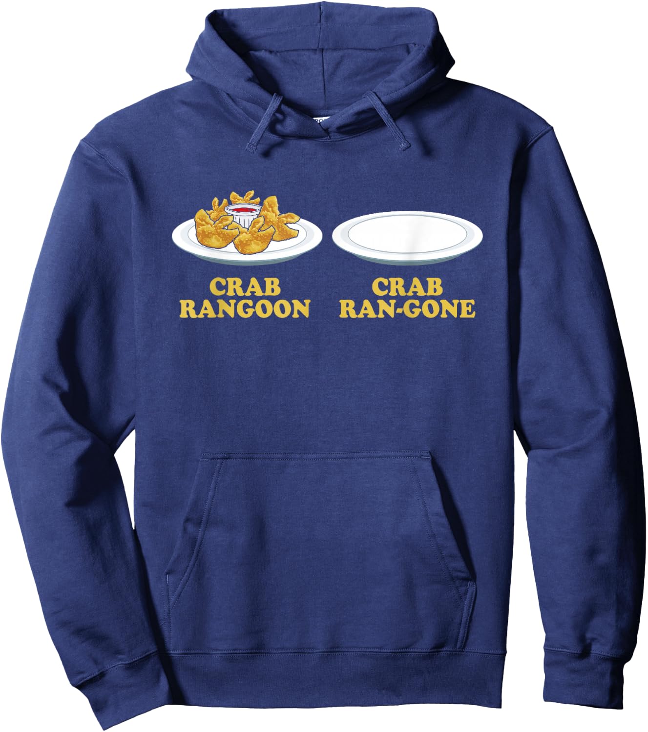 Crab Rangoon Lover Gifts Funny Crab Rangoon - -Adults, Humorous-Food-Themed, Black, Small, Short Sleeve Hoodie - Hoodie | Navy