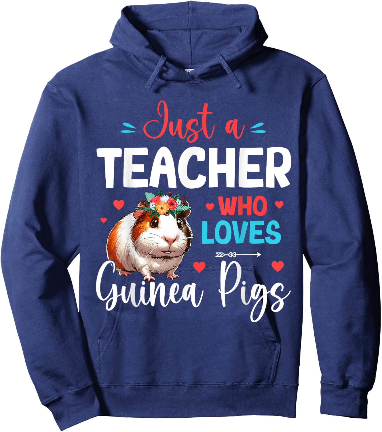 A Teacher Loves Guinea Pigs Costume Floral Cute Guinea Pig Men Women Kids Hoodie - Hoodie | Navy