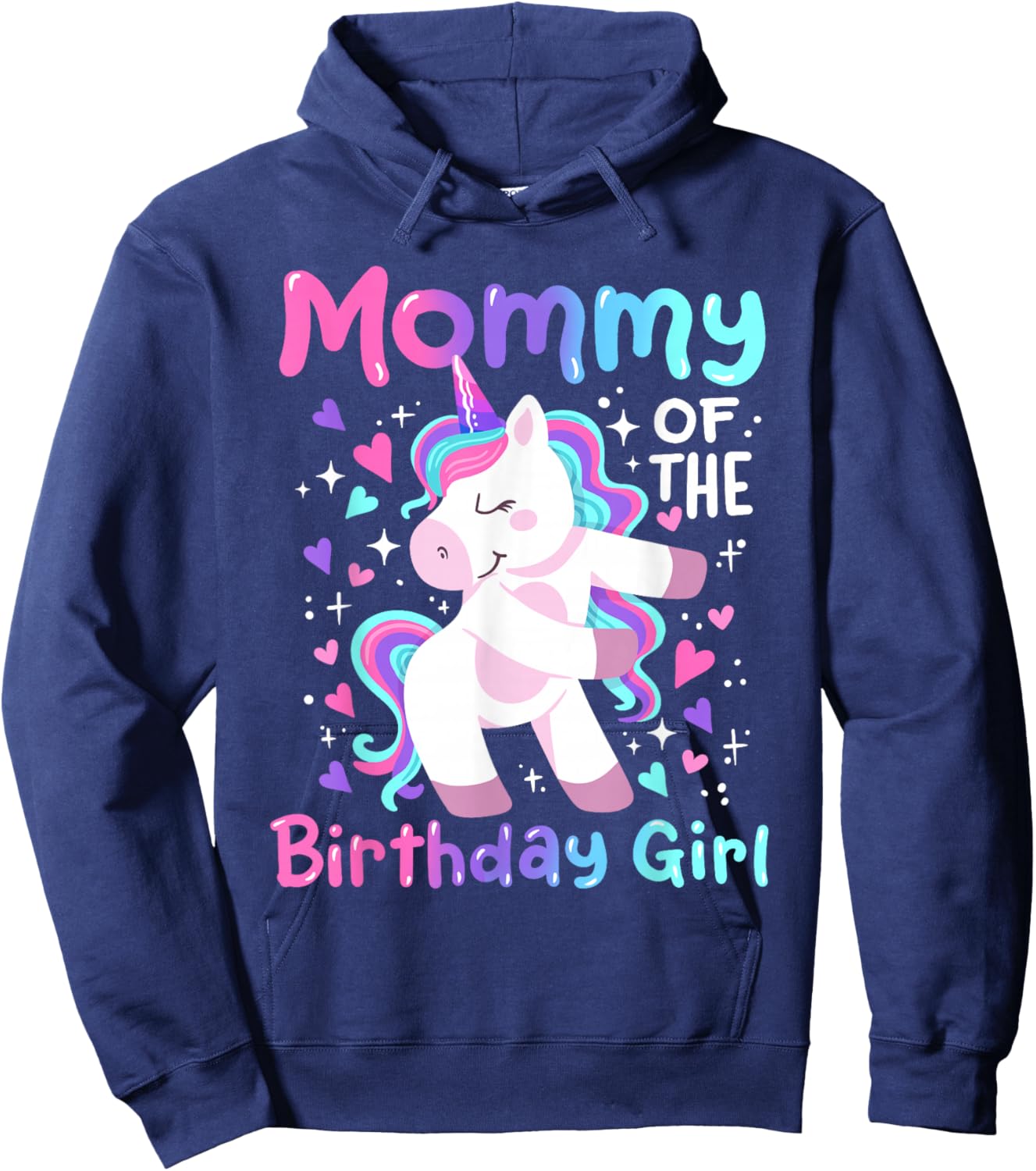 Mommy of the Birthday Girl Flossing Unicorn Family Matching Hoodie - Hoodie | Navy