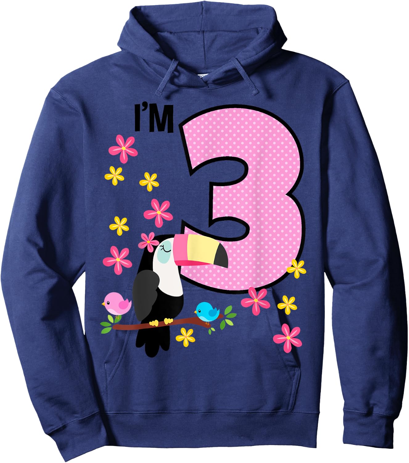 Toucan 3rd Birthday 3 Year Old Birthday Girl Tropical Birds Hoodie - Hoodie | Navy