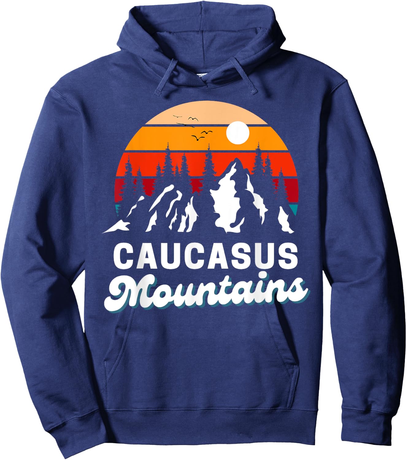 Caucasus Mountains Outdoor Hiking Nature Retro Souvenir Hoodie - Hoodie | Navy