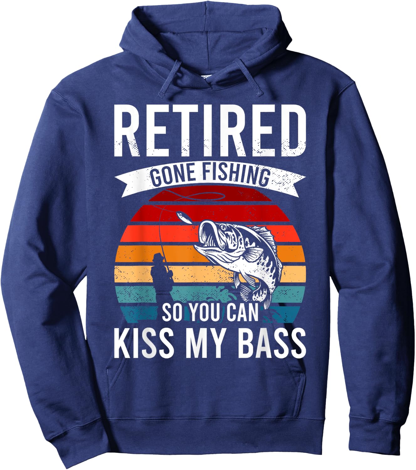 Funny Retired Gone Fishing Retirement Bass Dad Grandpa Hoodie - Hoodie | Navy