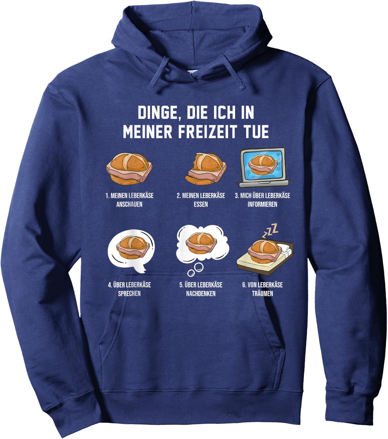 Lustige Leberkäsesemmel Spruch Geschenkideen Leberkäse in der Freizeit Schwarz Cartoon Mandarinkragen Kurzarm S Frauen Hoodie - Hoodie | Navy