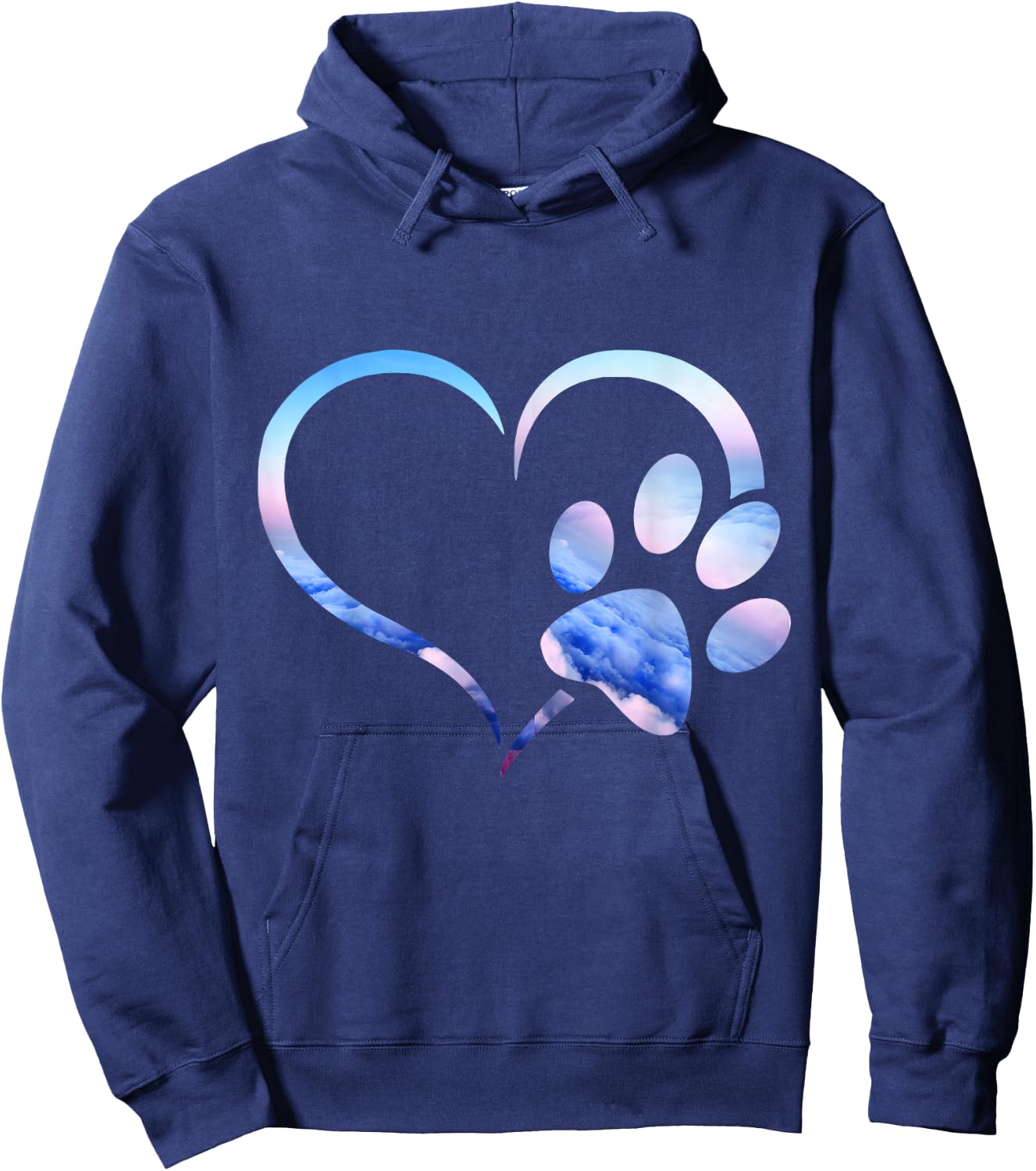 Blue pink Ombre Dog Paw Print heart For Dogs Lover Women Girls Kids Hoodie - Hoodie | Navy