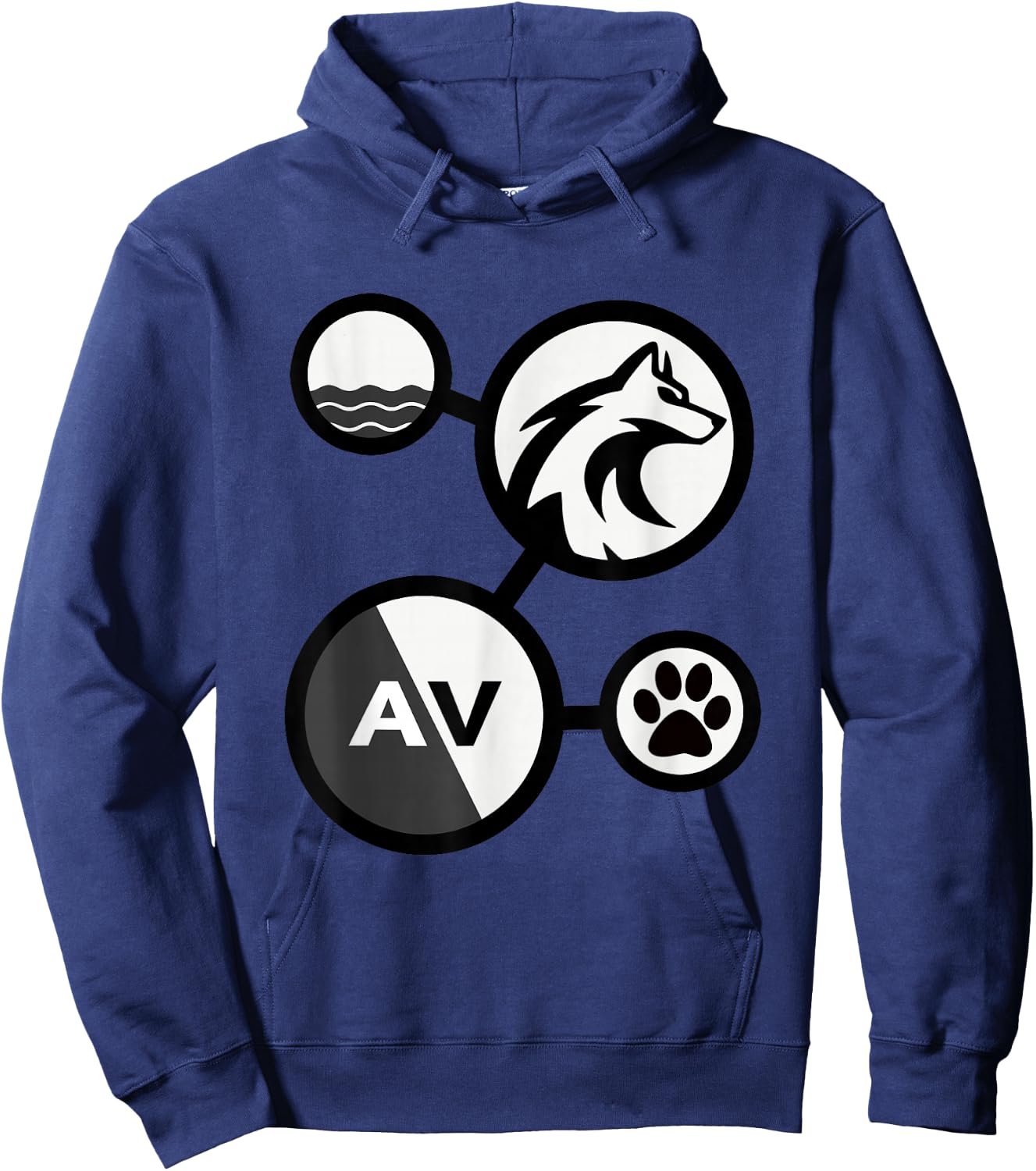 WaterWolf Community Adults , Black, Small, Short Sleeve, Cotton 65% Polyester 35%, , Graphic, Modern, Lightweight, Double Cuff, Stretchable, Casual Wear, Alpha Size Hoodie - Hoodie | Navy