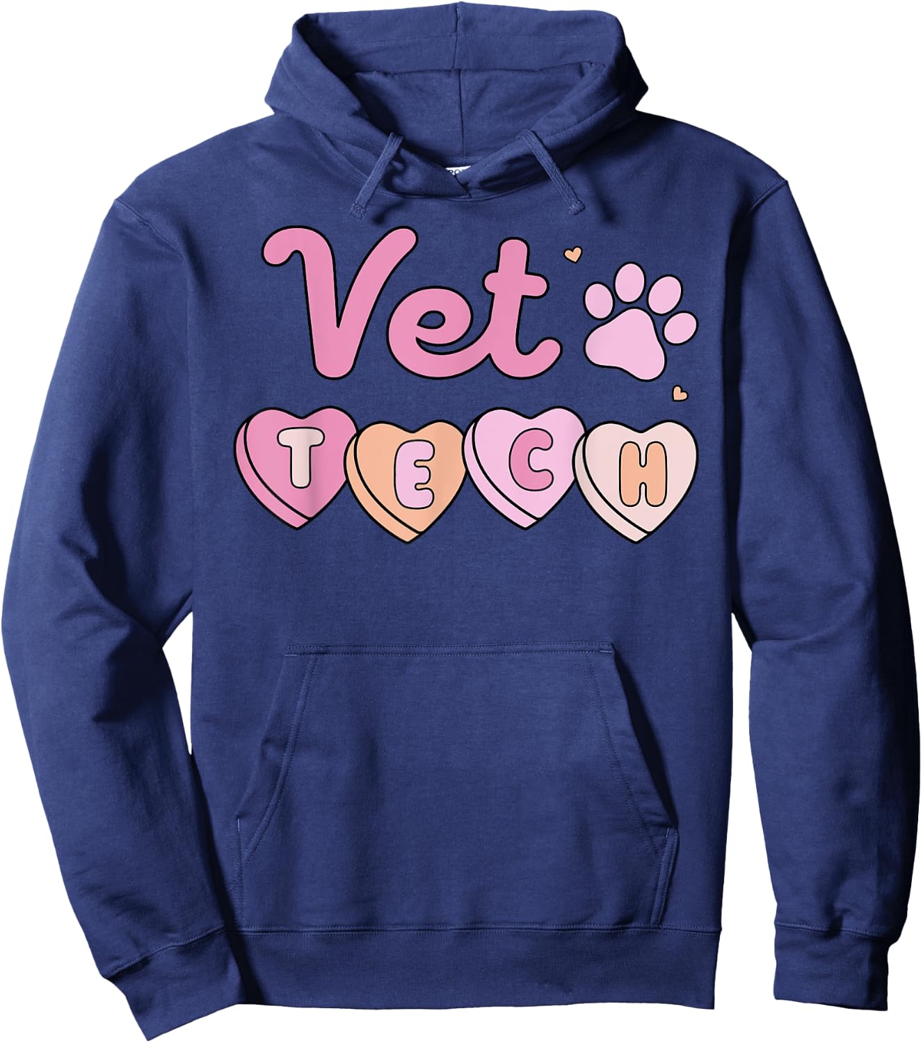 Vet Tech Valentines Day Veterinary Medicine Retro Hearts Hoodie - Hoodie | Navy