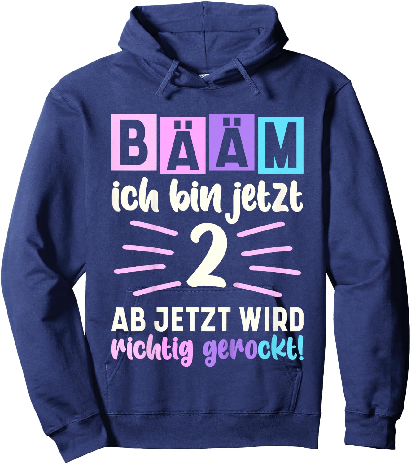 Bääm Ich bin jetzt 2 Geburtstag Zwei Jahre Mädchen Hoodie - Hoodie | Navy