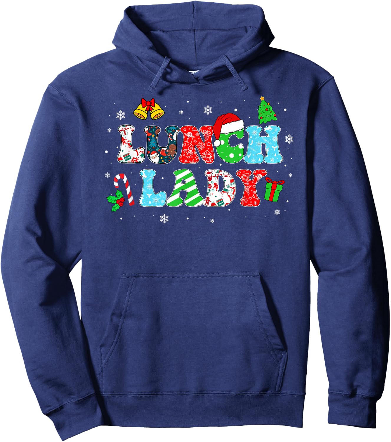 Groovy Lunch Lady Christmas Matching Xmas Lunch Lady Women Hoodie - Hoodie | Navy