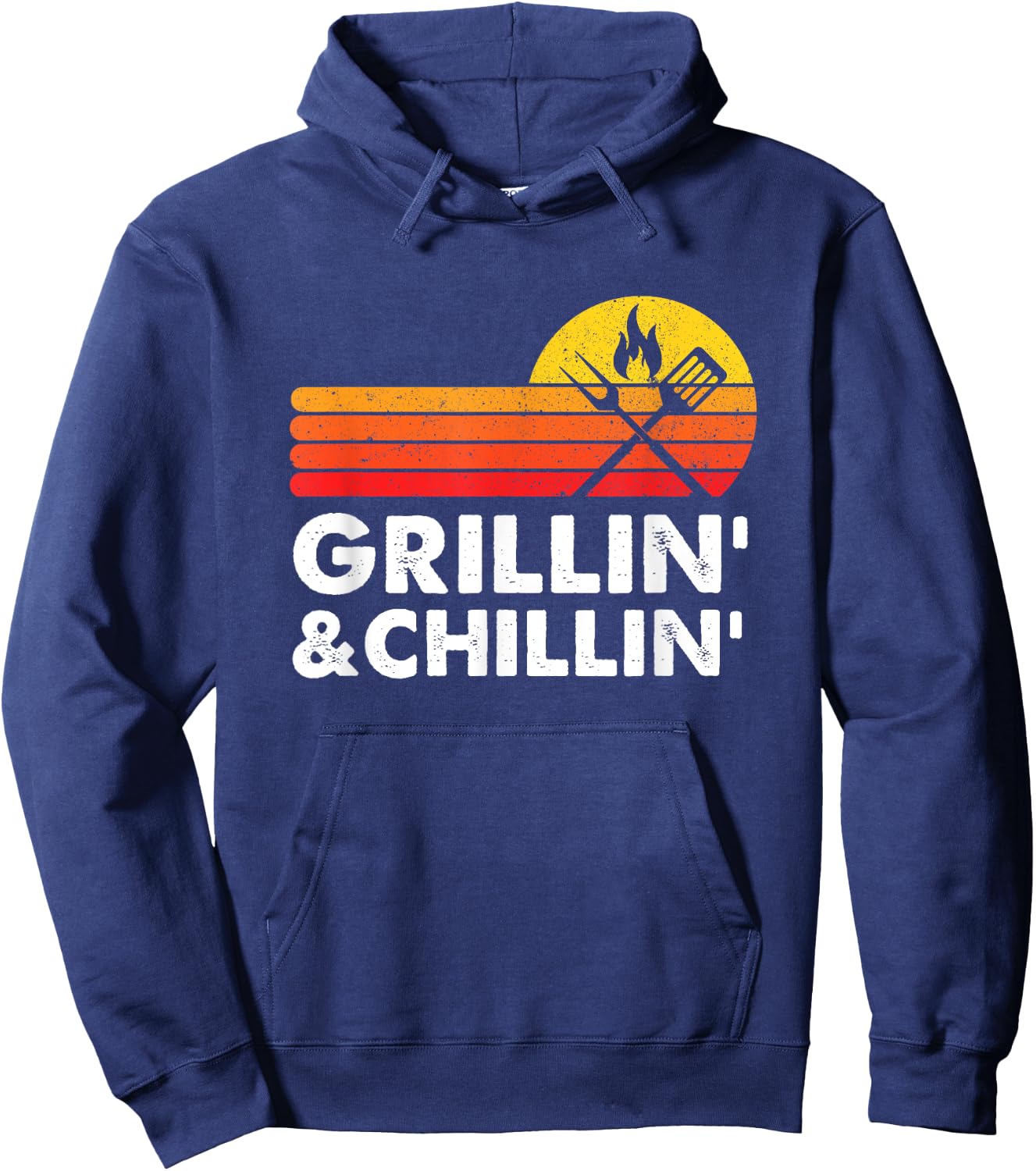 Grilling And Chilling Smoke Meat BBQ Gift Home Cook Dad Men Hoodie - Hoodie | Navy