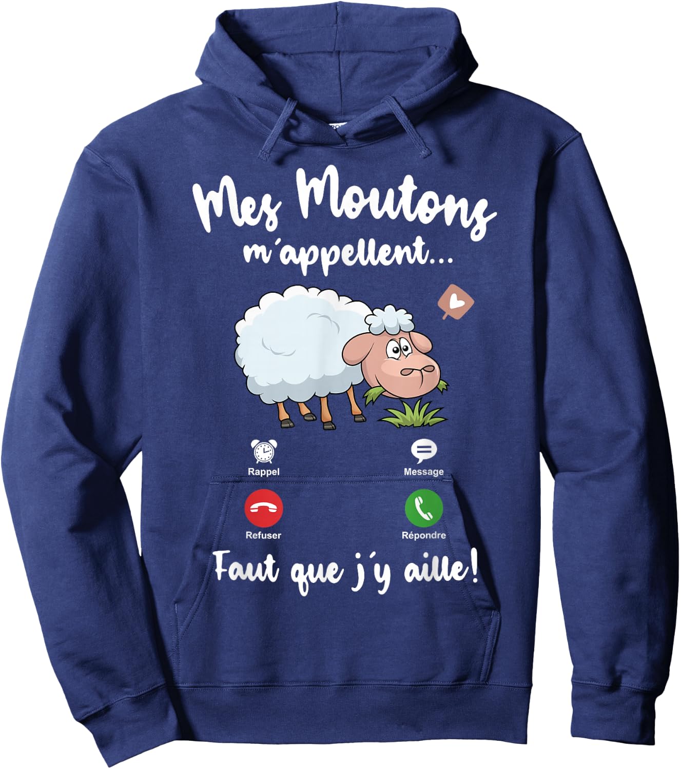 Mes Mes Moutons m'appelent me Woman Girl Child Sheep , Black Hoodie - Hoodie | Navy