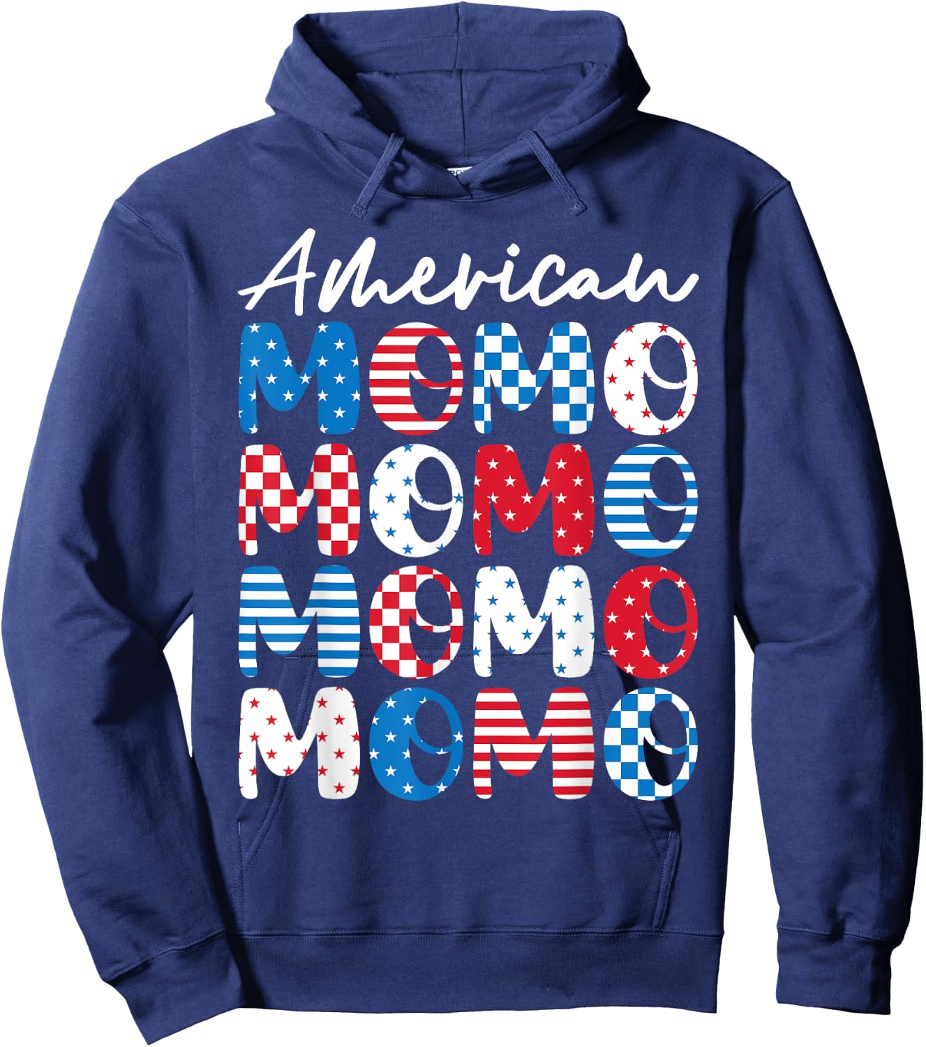 American Momo Momo Momo Red White Blue Stars Stripes Mother Hoodie - Hoodie | Navy