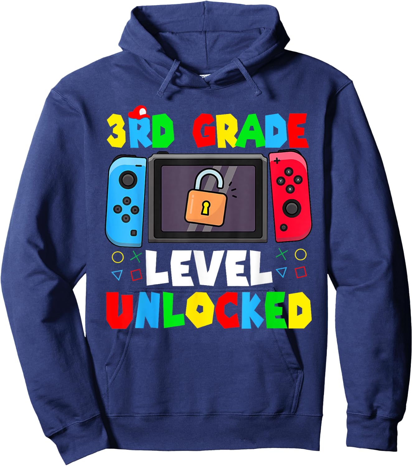 3rd Grade Level Unlocked Back to School First Day Gamer Boys Hoodie - Hoodie | Navy
