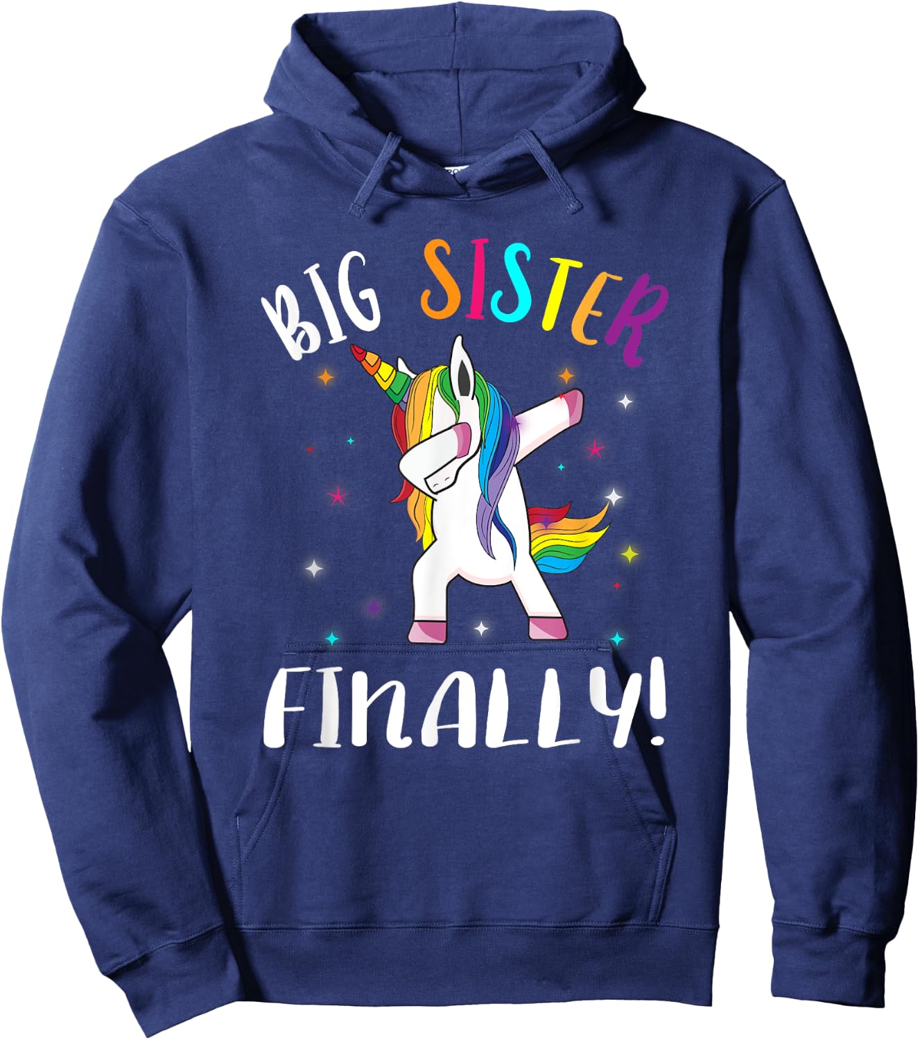 Big Sister Finally Unicorn - Unicorn New Big Sister Hoodie - Hoodie | Navy