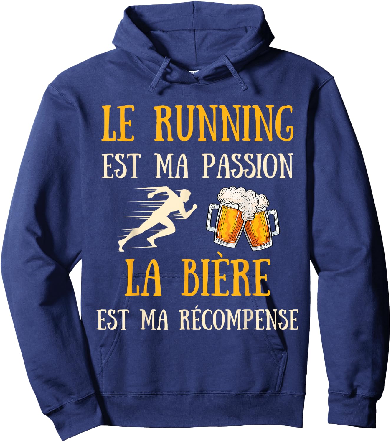 Running Beer Man Humour Running Gift Vintage , Black, S Hoodie - Hoodie | Navy