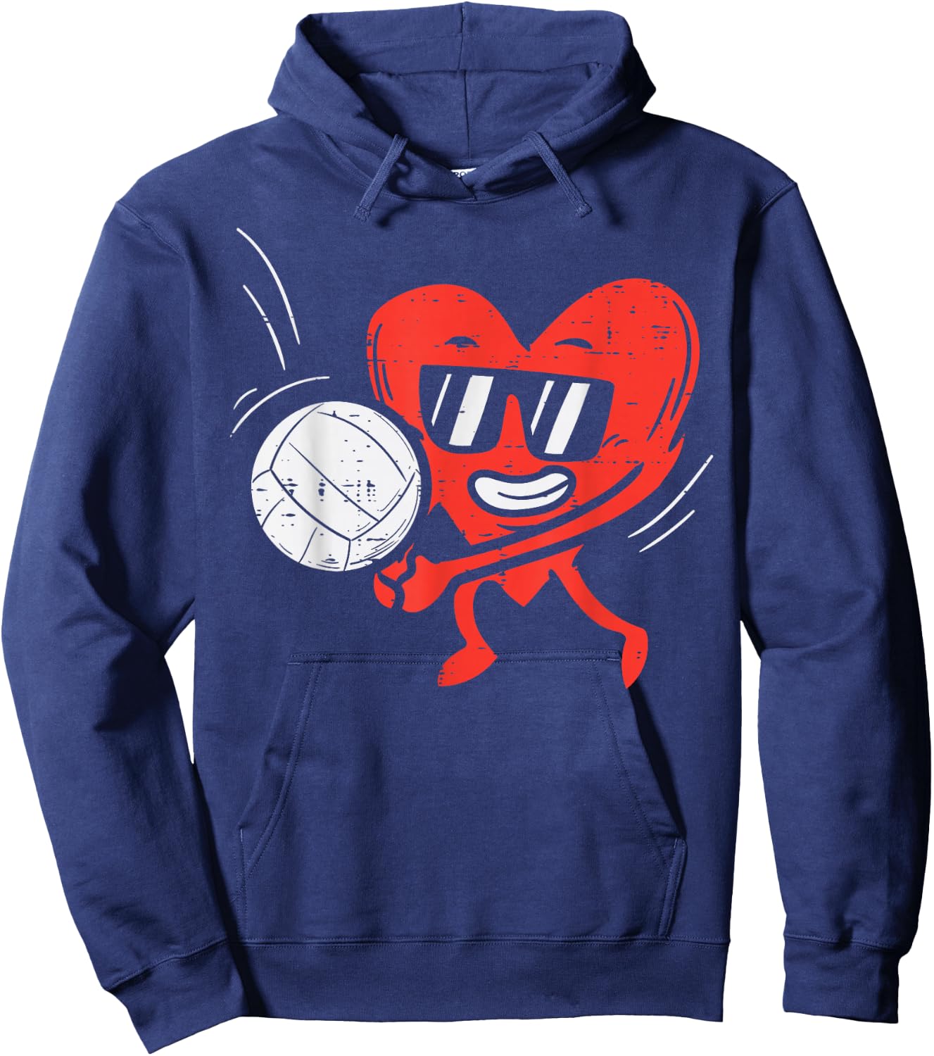 Heart Playing Volleyball Valentines Day Love Sports Girls Hoodie - Hoodie | Navy