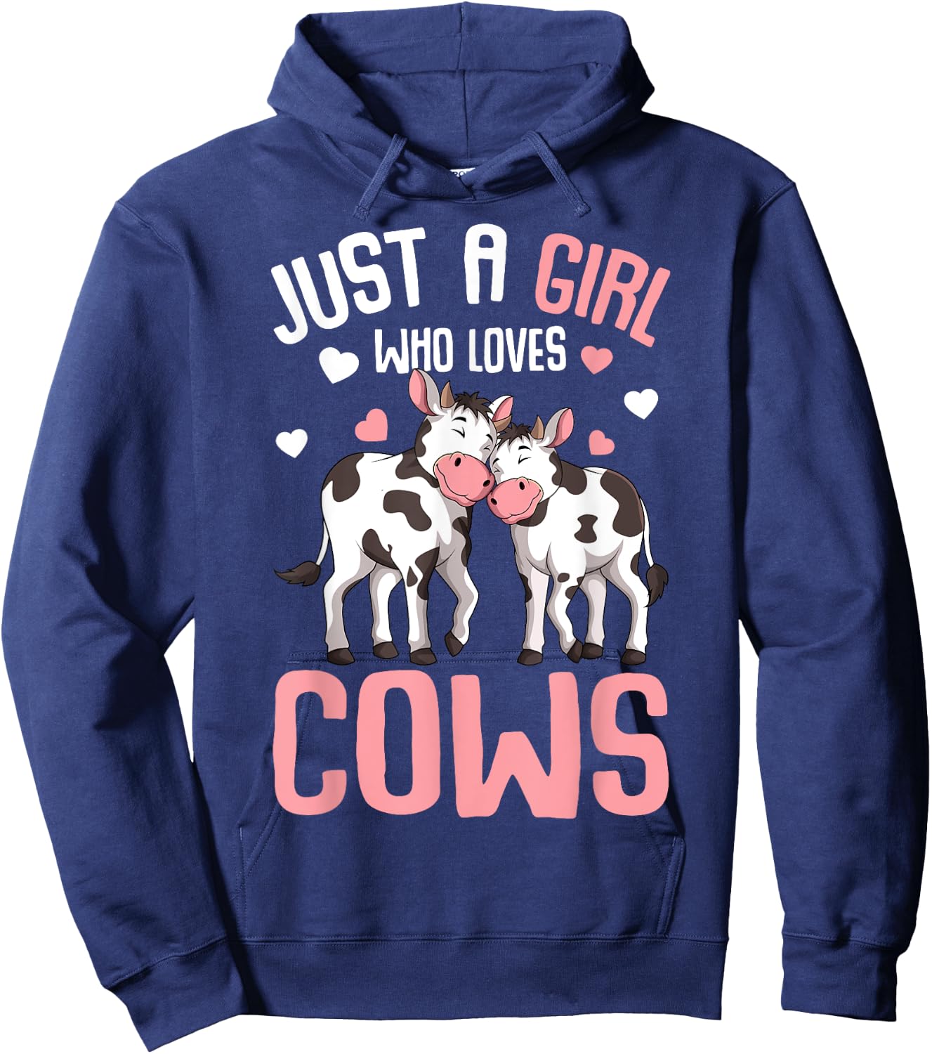 Just A Girl Who Loves Cows Farmers Cow Kids Girls Hoodie - Hoodie | Navy