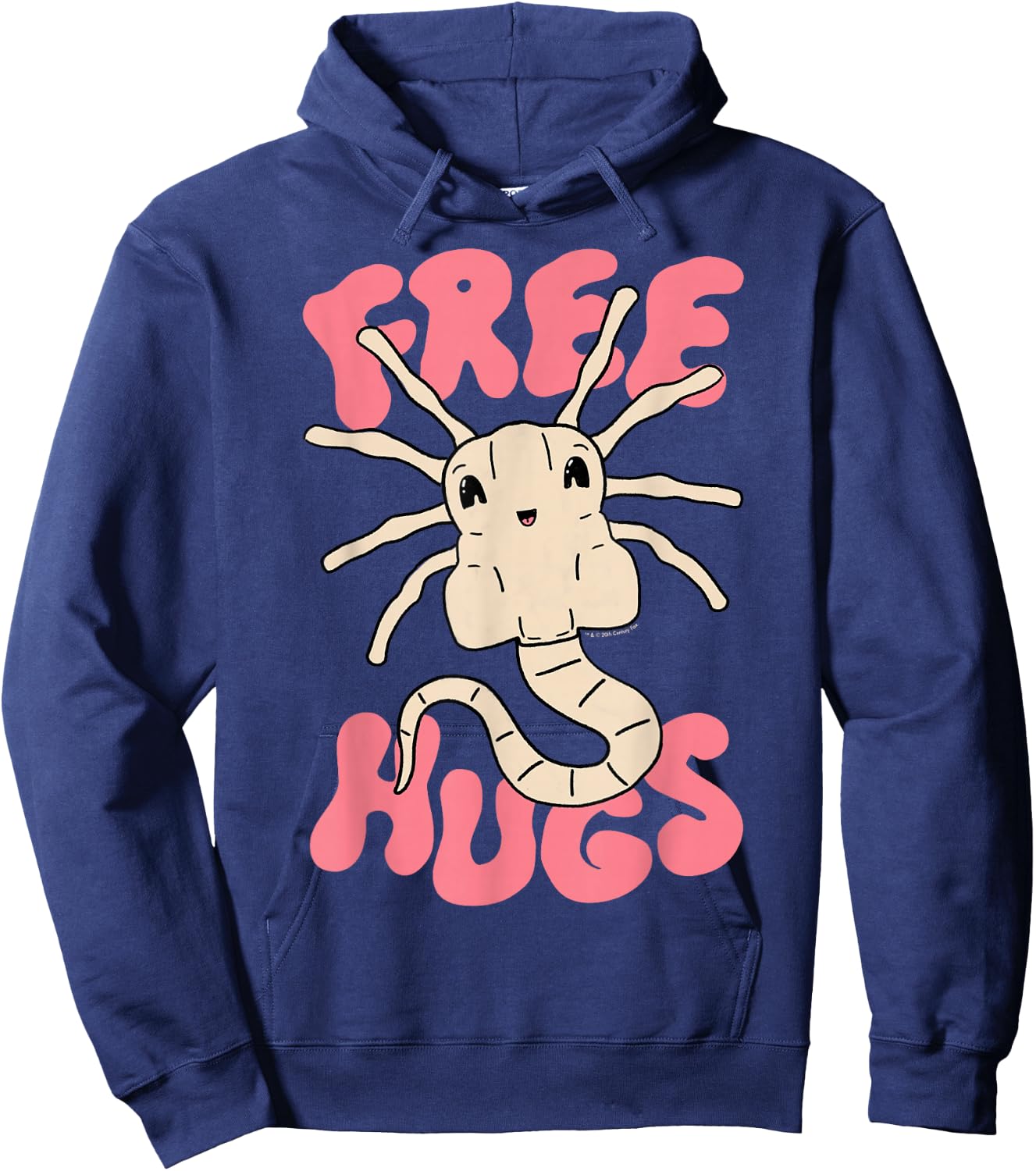 Aliens Cute Facehuggers Free Hugs Big Chest Poster Hoodie - Hoodie | Navy