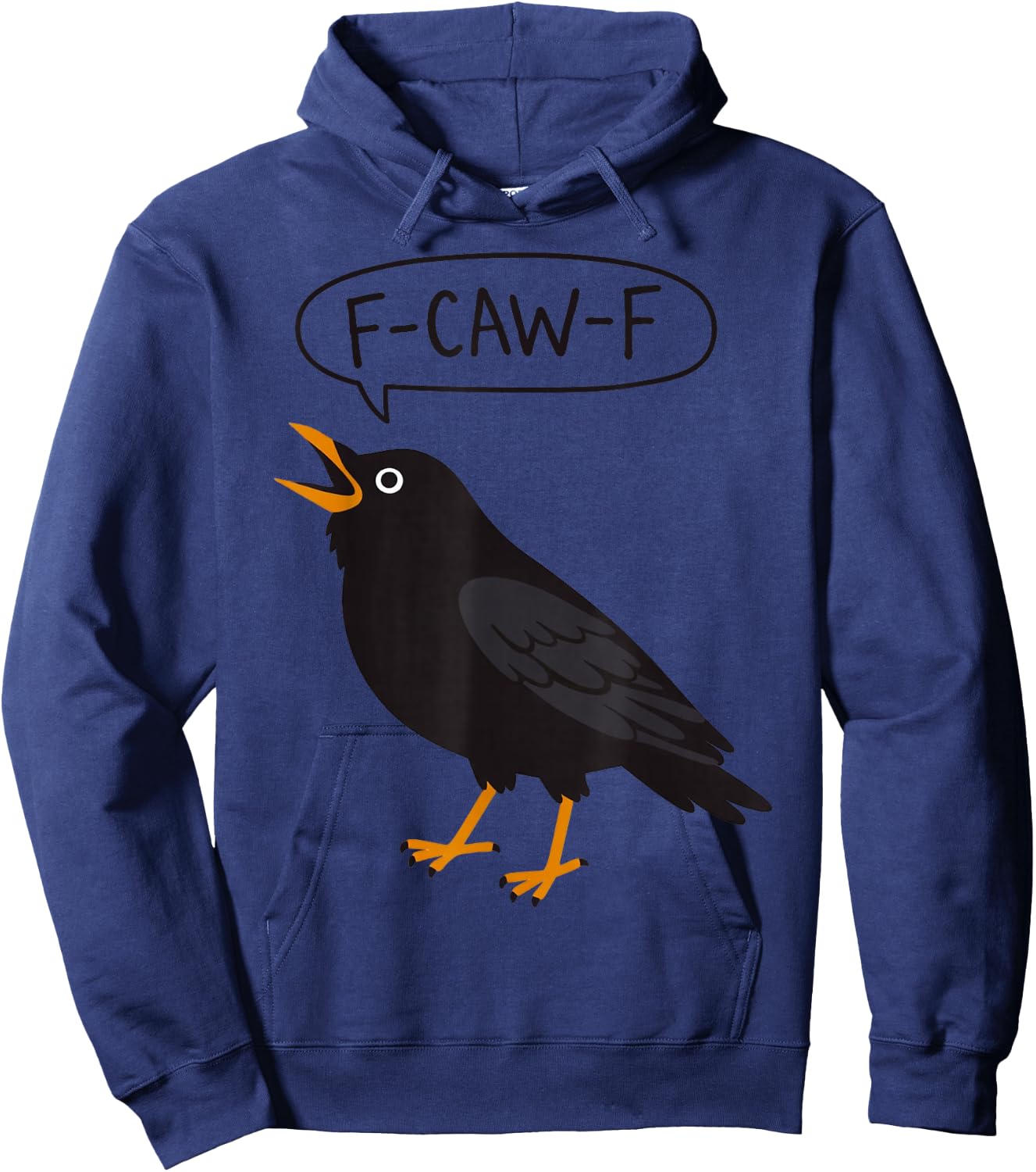F-Caw-F Black Crow Silhouette Funny Bird Adult Humor Hoodie - Hoodie | Navy