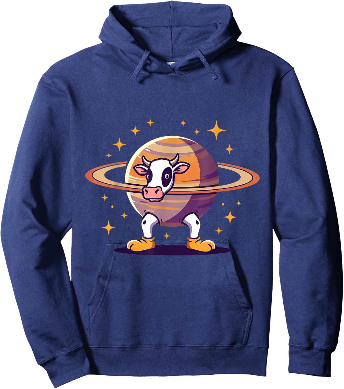 Space Cow Saturn – Animal Cartoon Universe Hoodie - Hoodie | Navy