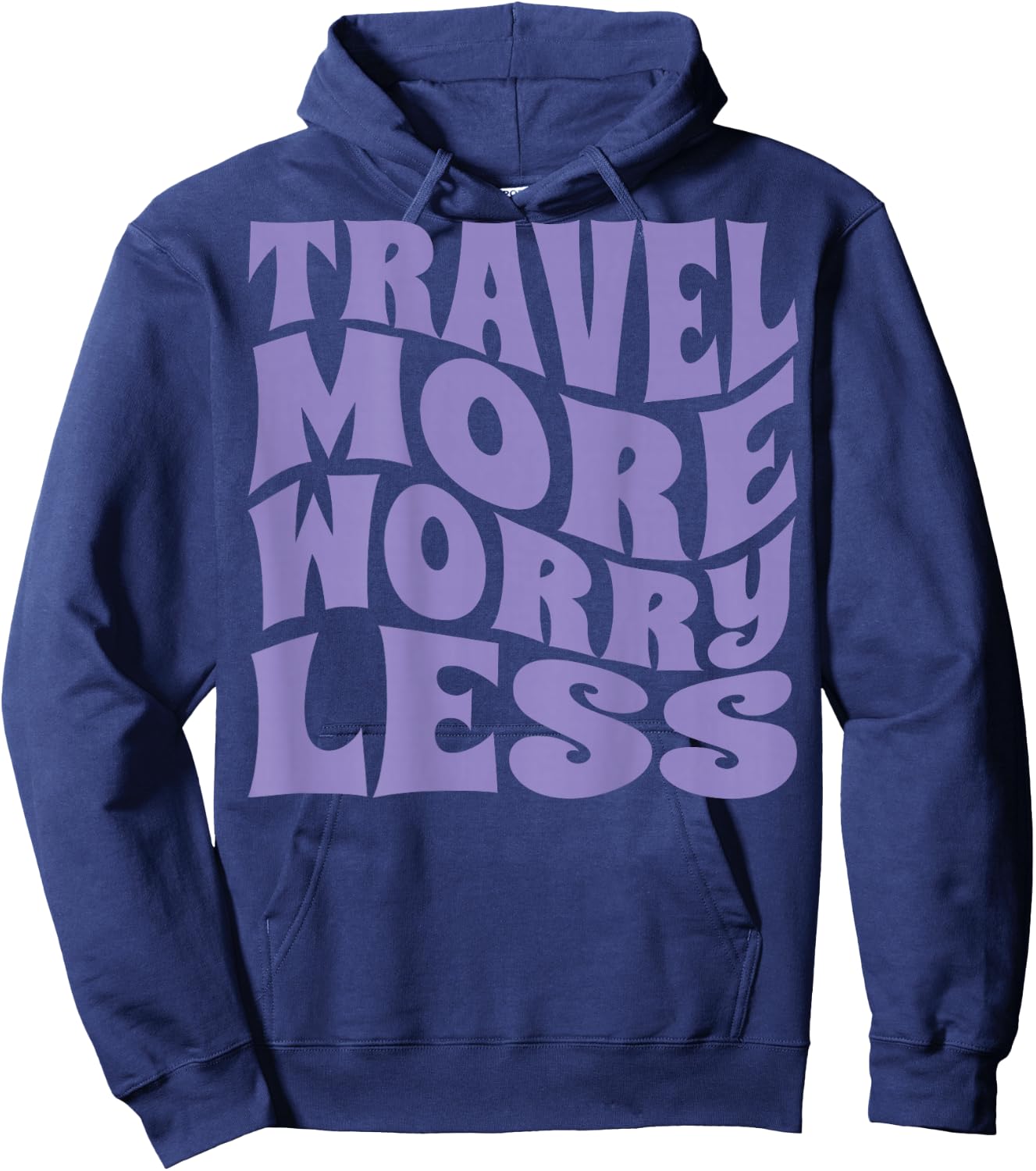 Voyagez, plus de soucis, moins de vacances, hommes, femmes, enfants, impression arrière Hoodie - Hoodie | Navy