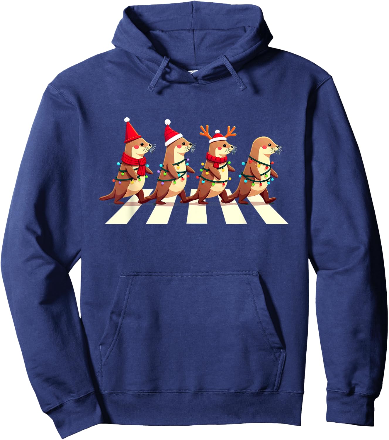 Hawaiian Monk Seal Crossing Road Xmas Hoodie - Hoodie | Navy