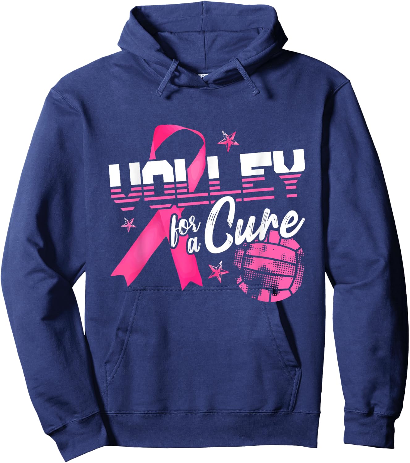 Volley For A Cure Volleyball Breast Cancer Awareness Hoodie - Hoodie | Navy