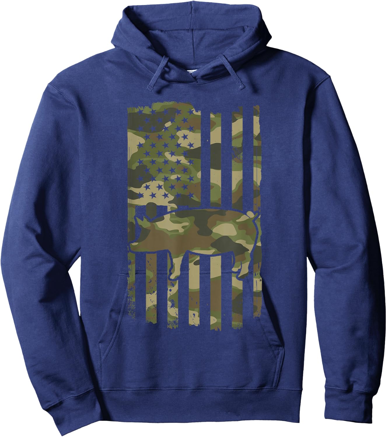 Funny Retro Pig Lover - Pig USA Flag 4th July Hoodie - Hoodie | Navy