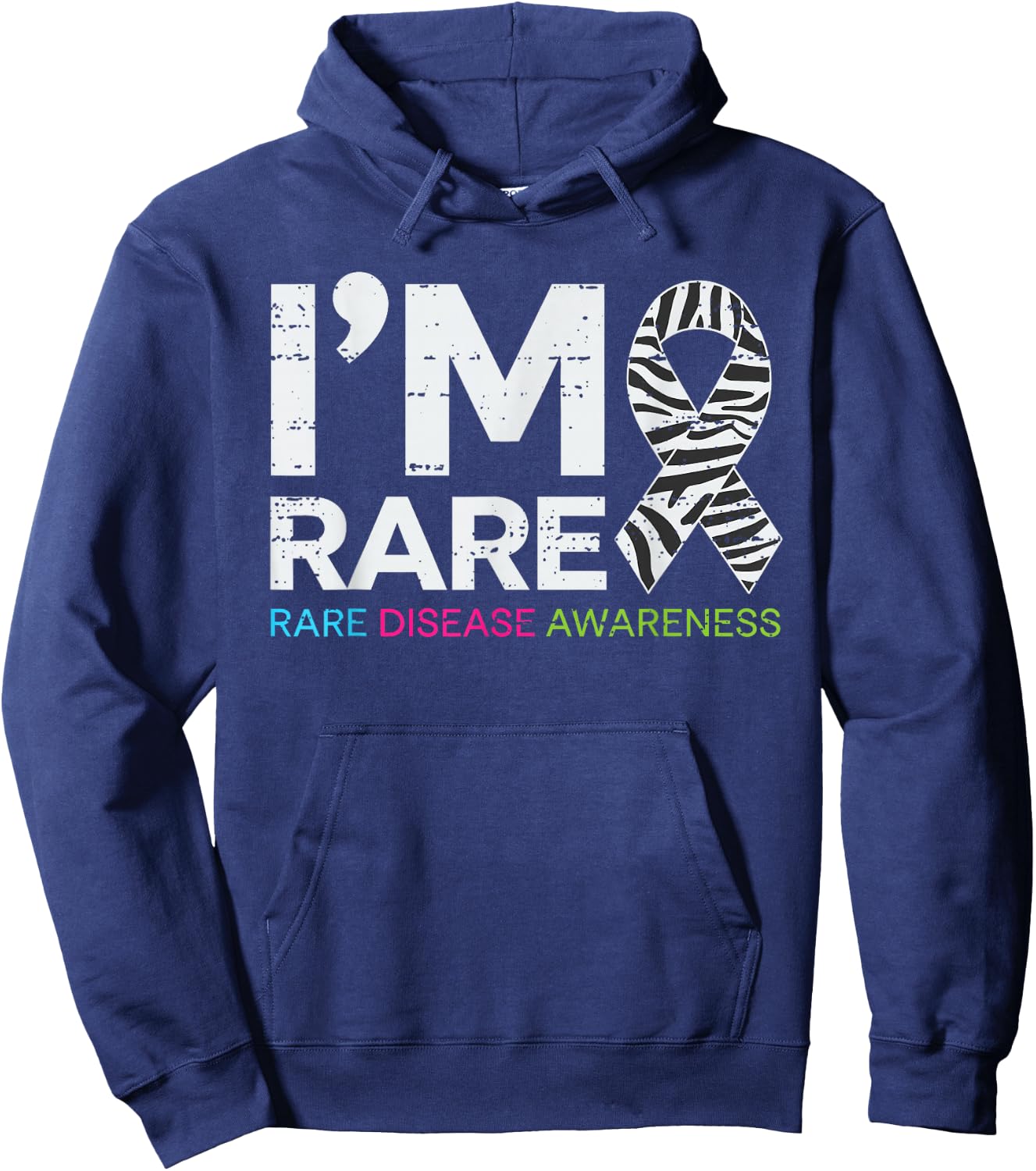 I'm Rare Disease Warrior Zabra Ribbon Rare Disease Awareness Hoodie - Hoodie | Navy