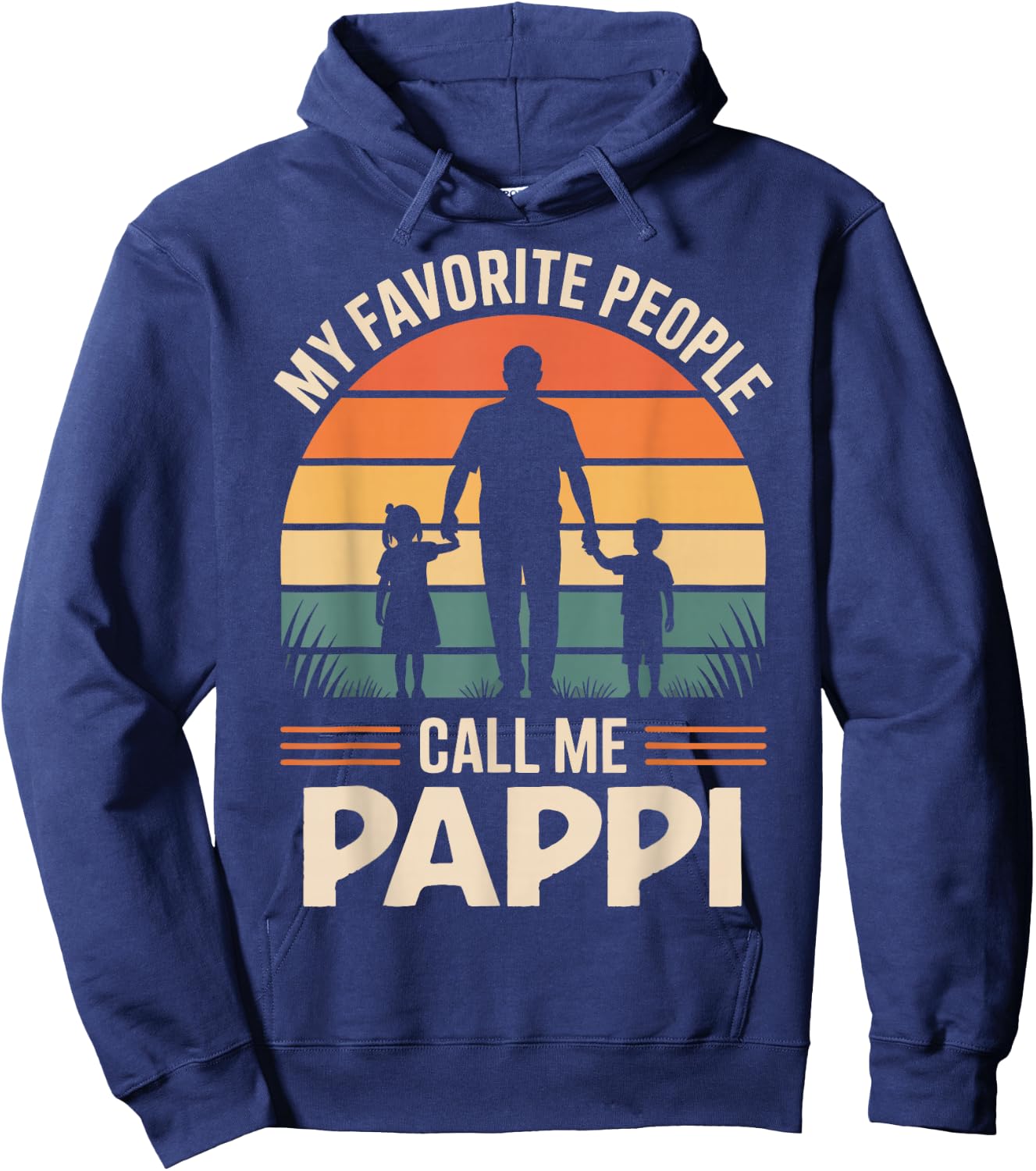My Favorite People Call Me PAPPI Retro Sunset Hoodie - Hoodie | Navy