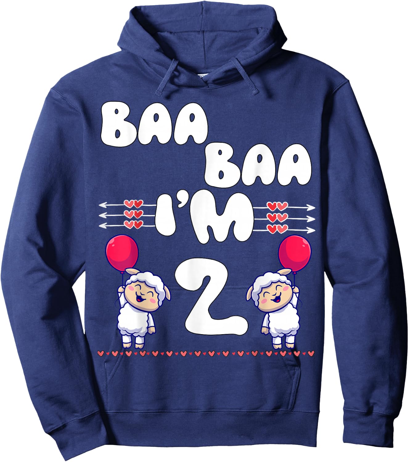 Baa Baa I'm 2 Farm Sheep Theme Party Two Year Birthday Hoodie - Hoodie | Navy