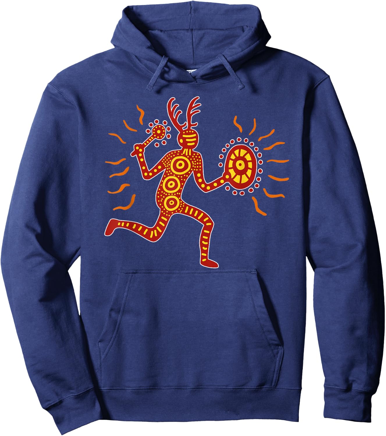 Running Deer Shaman Paleo Stammeskunst Hoodie - Hoodie | Navy