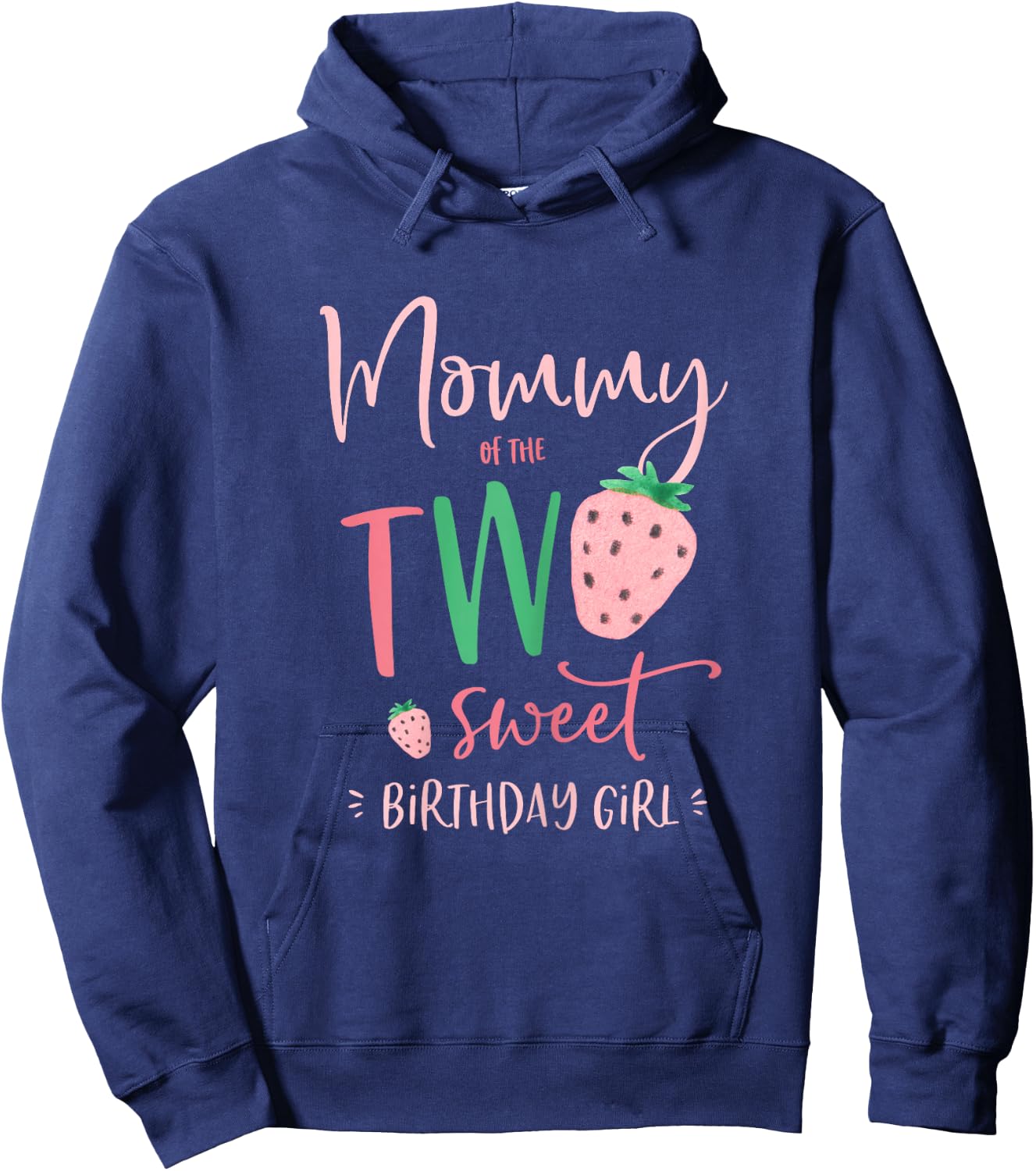 Mama der Zwei Süße Geburtstagskind Strawberry 2nd Party Hoodie - Hoodie | Navy